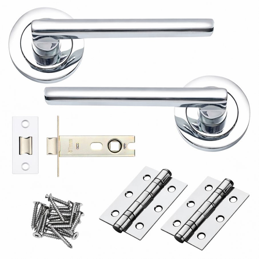 AMORA STYLE LEVER ON ROSE – LATCH PACK – POLISHED CHROME