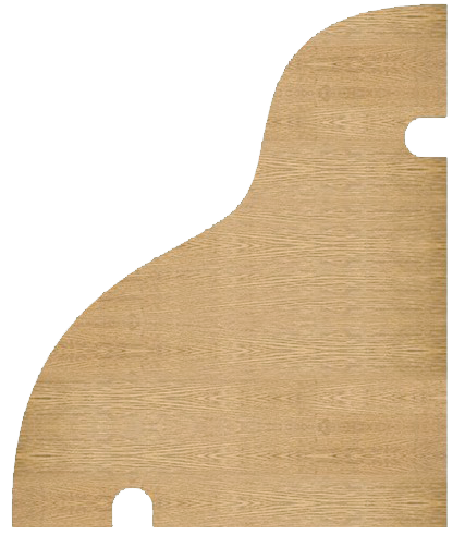 Wooden weather bar with a quarter round cutout on a white background