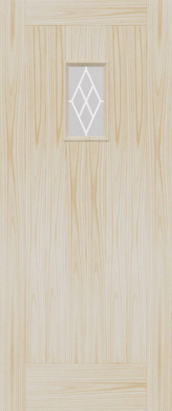 Wooden door with a diamond-shaped glass panel