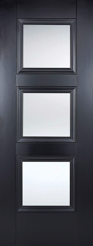 Black Amsterdam Glazed 3L Primed Plus Internal Door