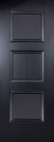 Black panel door with three rectangular sections