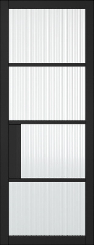 Black Chelsea Glazed 4L Reeded Prefinished Internal Door