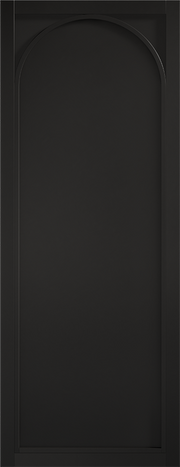 Black 1 panel door with an arch-shaped top