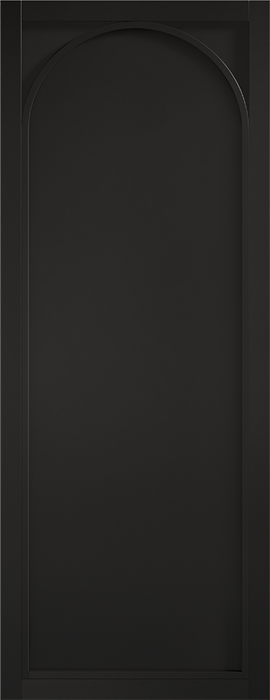 Black 1 panel door with an arch-shaped top