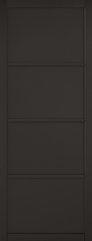 Black door panel with horizontal lines