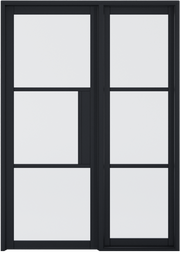 Black-framed sidelight with grid pattern on a white background