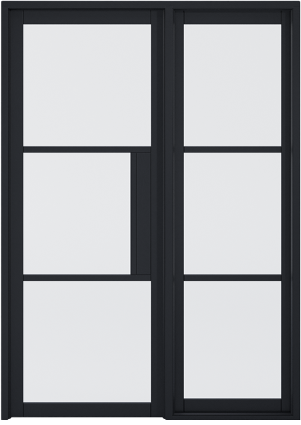 Black-framed sidelight with grid pattern on a white background