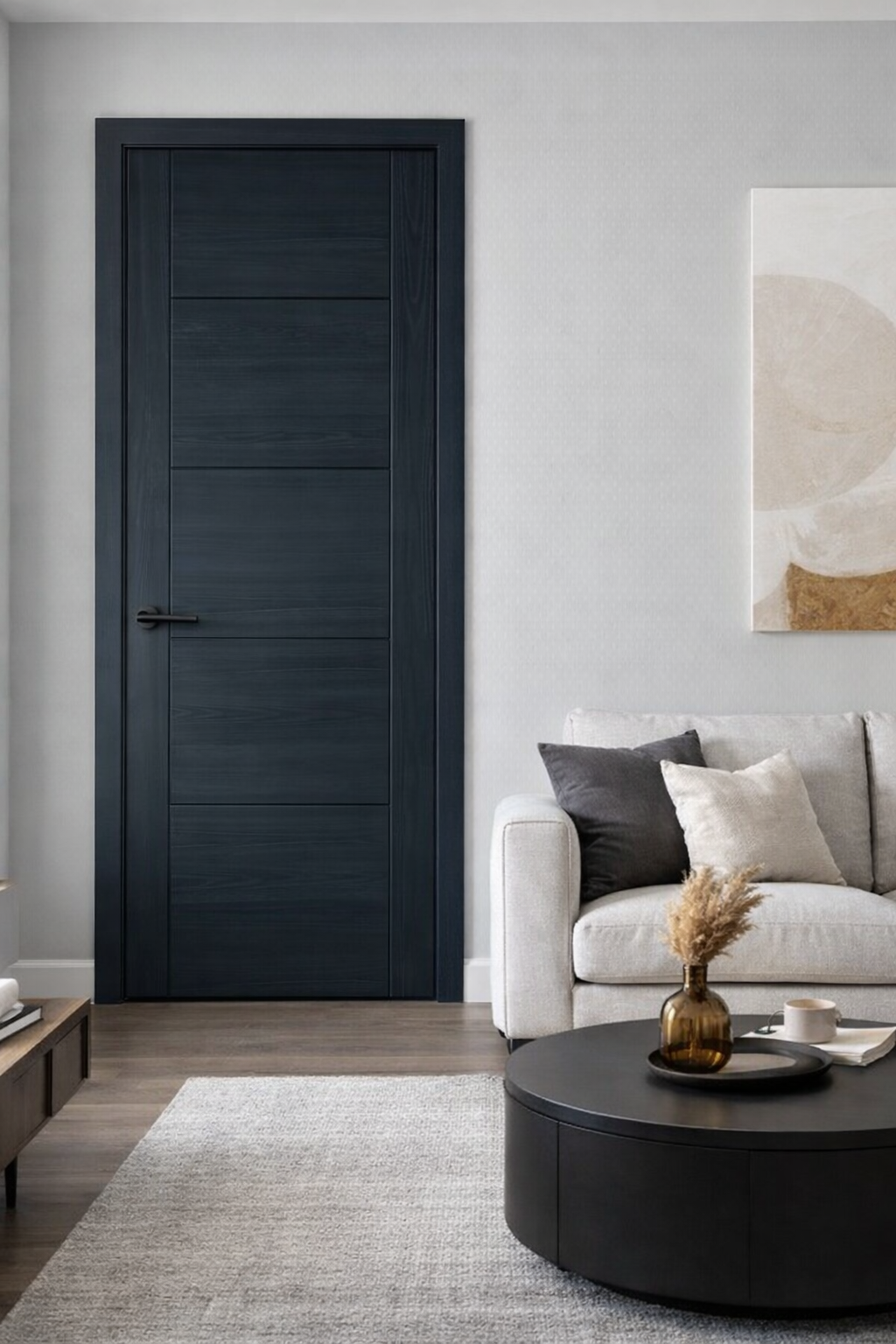 INTERNAL BLACK PREFINISHED OAK ISEO FIRE DOOR