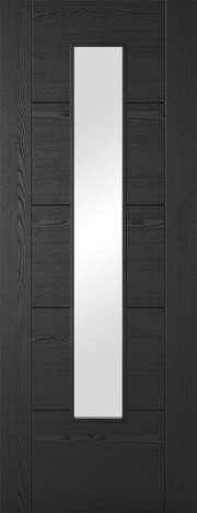 CHARCOAL BLACK VANCOUVER LONG LIGHT GLAZED 1L PREFINISHED INTERNAL DOOR