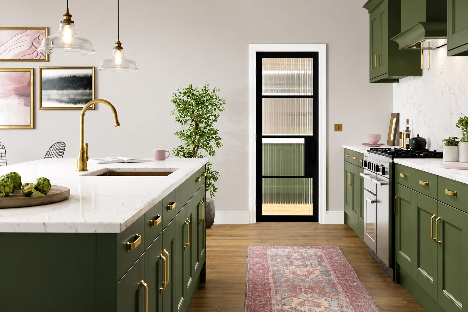 CIVIC BLACK REEDED GLASS INTERNAL DOOR