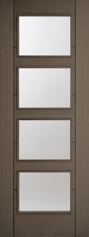 Wooden door with four rectangular glass panels