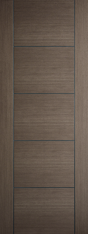 Wooden door with a vertical slat design