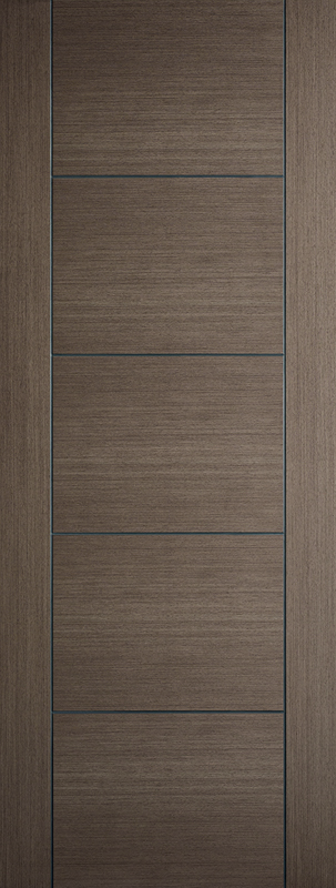 Wooden door with a vertical slat design
