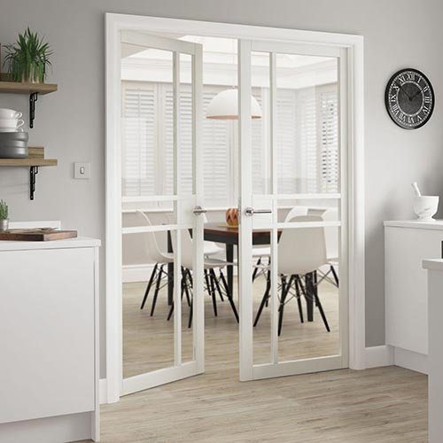 CITY WHITE GLAZED CLEAR GLASS INTERNAL DOOR
