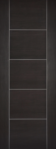 Dark wooden door with horizontal slats