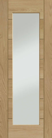 Wooden door with a glass panel