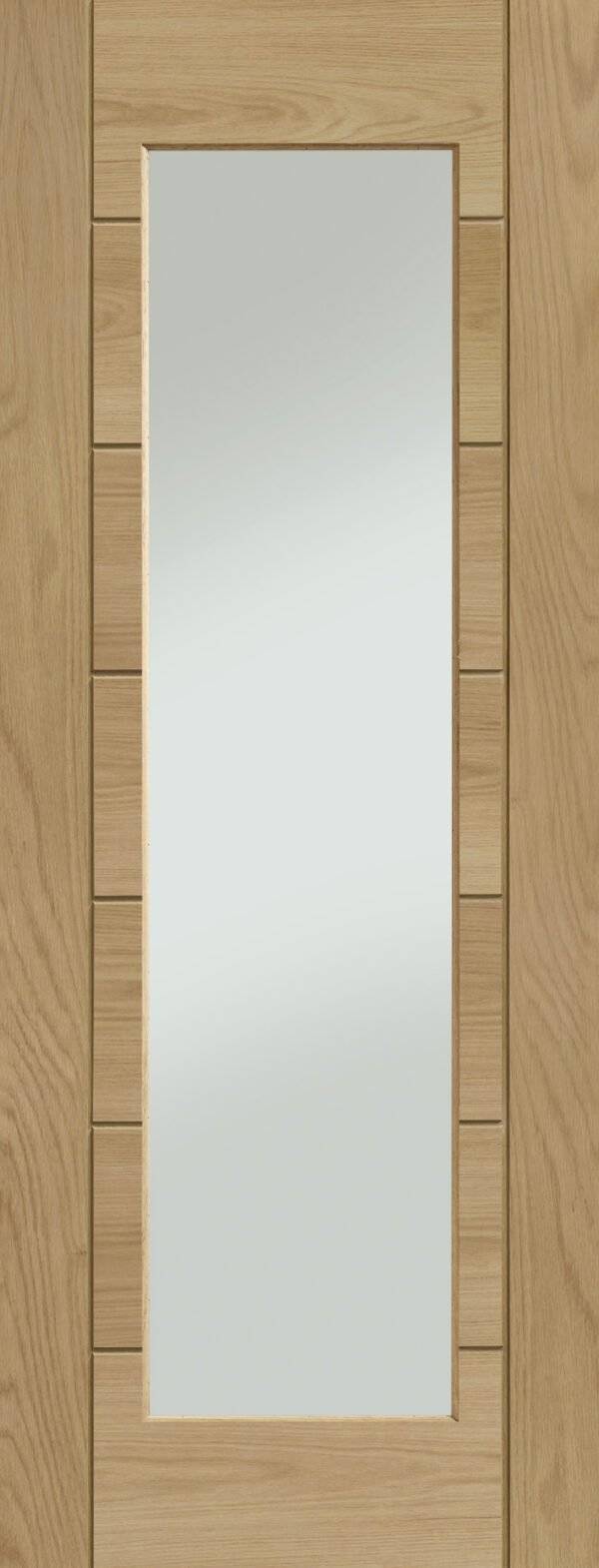 Wooden door with a glass panel