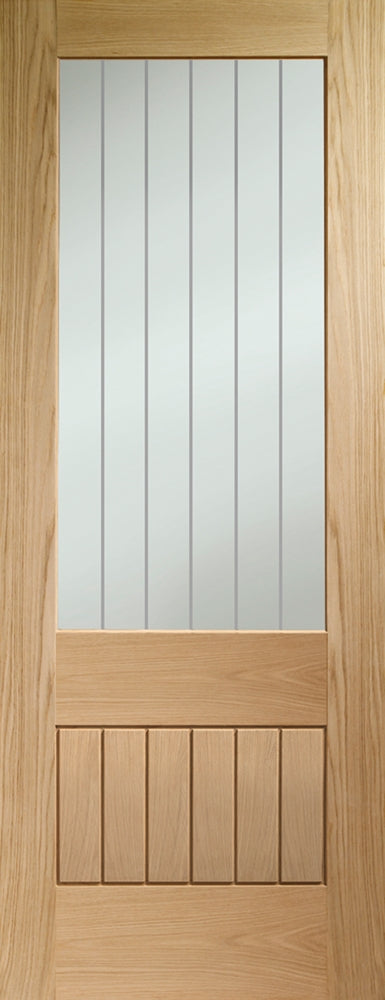 SUFFOLK ESSENTIAL 2XG INTERNAL OAK DOOR WITH CLEAR ETCHED GLASS