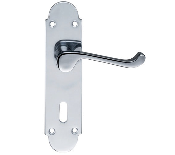 ZOO HARDWARE FULTON & BRAY OXFORD DOOR HANDLES ON BACKPLATE, POLISHED CHROME - (SOLD IN PAIRS)