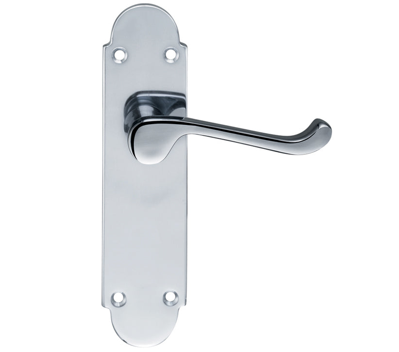 ZOO HARDWARE FULTON & BRAY OXFORD DOOR HANDLES ON BACKPLATE, POLISHED CHROME - (SOLD IN PAIRS)