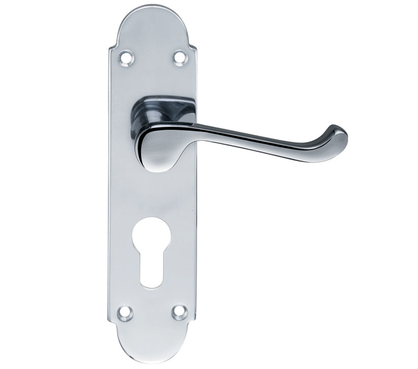 ZOO HARDWARE FULTON & BRAY OXFORD DOOR HANDLES ON BACKPLATE, POLISHED CHROME - (SOLD IN PAIRS)