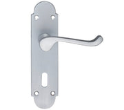 ZOO HARDWARE FULTON & BRAY OXFORD DOOR HANDLES ON BACKPLATE, SATIN CHROME - (SOLD IN PAIRS)
