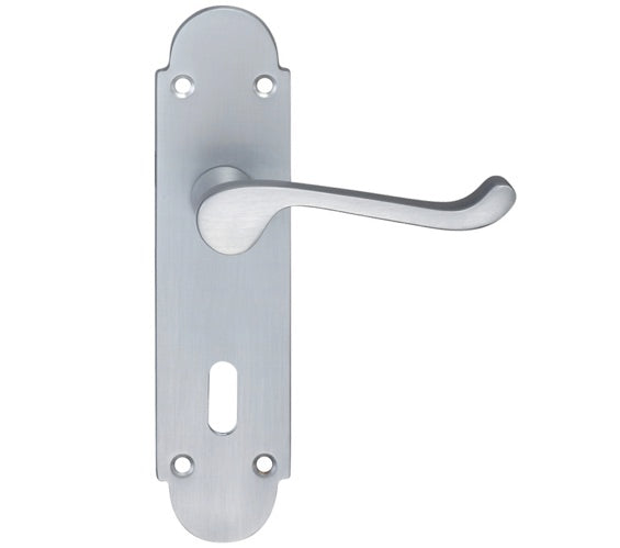 ZOO HARDWARE FULTON & BRAY OXFORD DOOR HANDLES ON BACKPLATE, SATIN CHROME - (SOLD IN PAIRS)