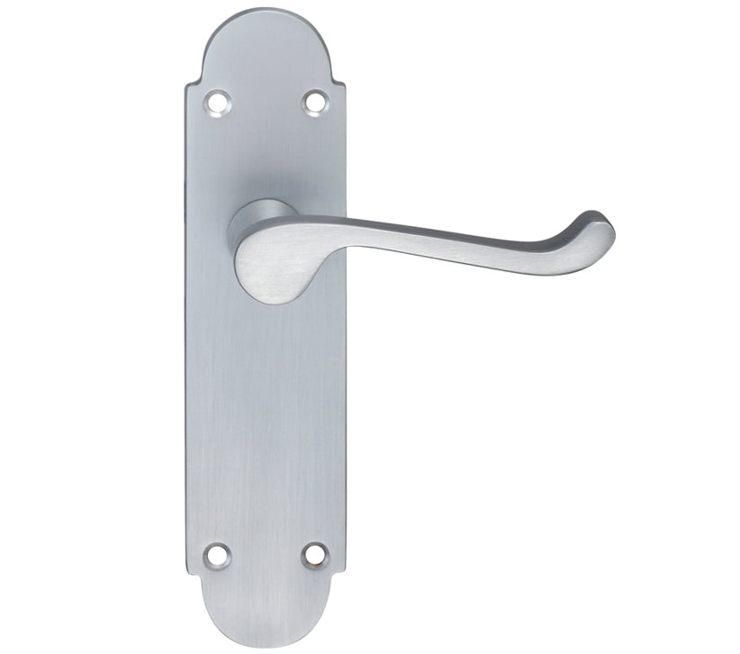 ZOO HARDWARE FULTON & BRAY OXFORD DOOR HANDLES ON BACKPLATE, SATIN CHROME - (SOLD IN PAIRS)