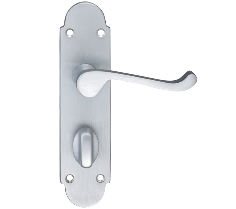 ZOO HARDWARE FULTON & BRAY OXFORD DOOR HANDLES ON BACKPLATE, SATIN CHROME - (SOLD IN PAIRS)