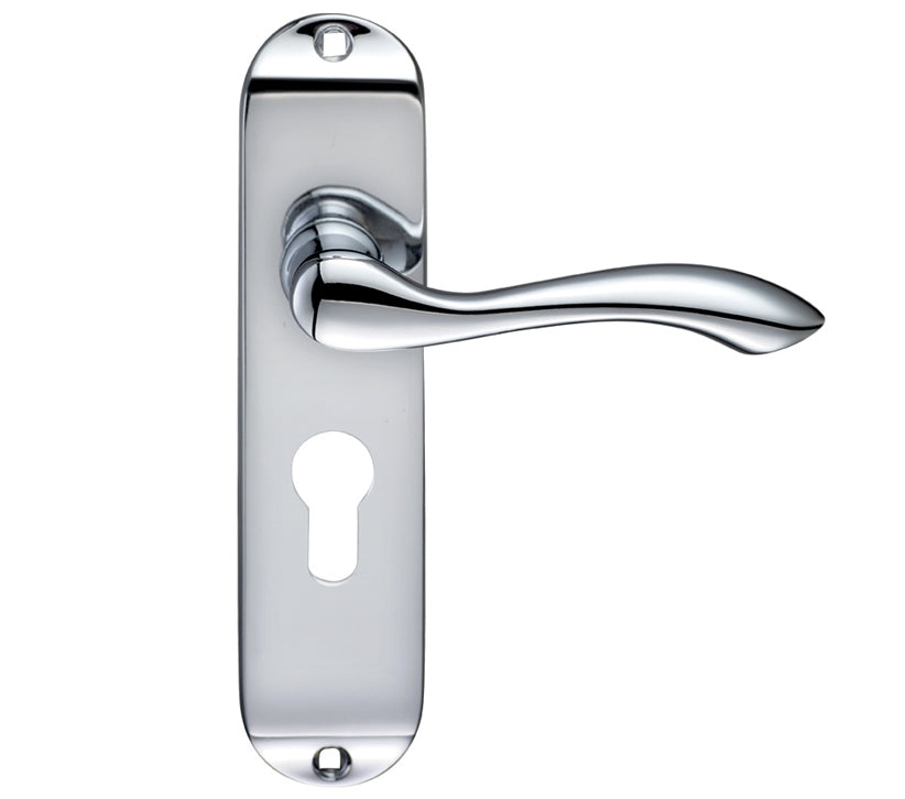 ZOO HARDWARE FULTON & BRAY ARUNDEL DOOR HANDLES ON BACKPLATE, POLISHED CHROME - (SOLD IN PAIRS)