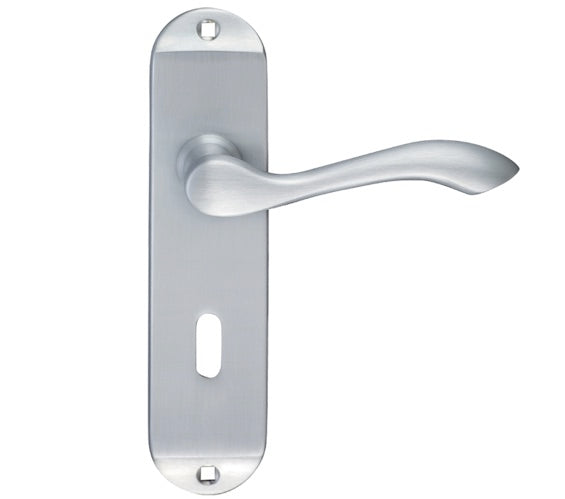 ZOO HARDWARE FULTON & BRAY ARUNDEL DOOR HANDLES ON BACKPLATE, SATIN CHROME - (SOLD IN PAIRS)