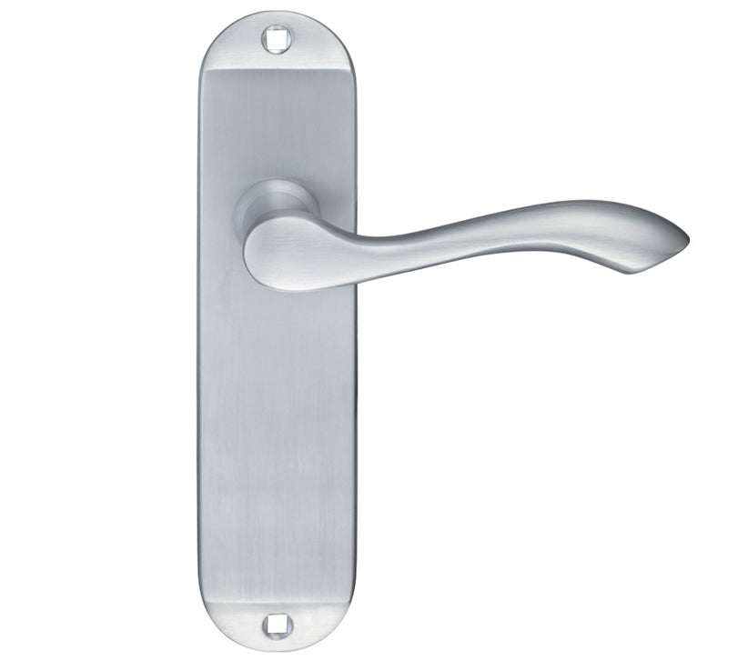 ZOO HARDWARE FULTON & BRAY ARUNDEL DOOR HANDLES ON BACKPLATE, SATIN CHROME - (SOLD IN PAIRS)