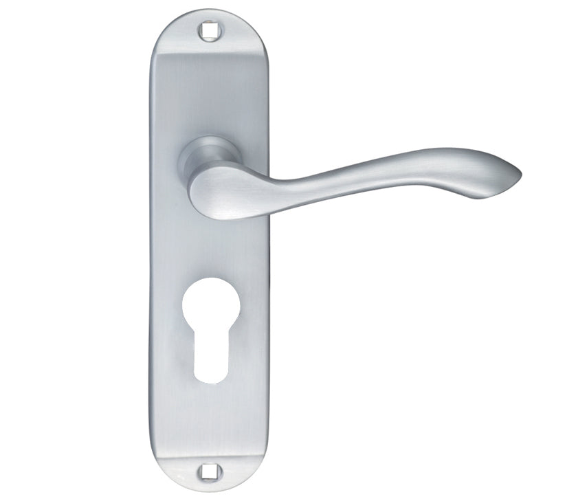 ZOO HARDWARE FULTON & BRAY ARUNDEL DOOR HANDLES ON BACKPLATE, SATIN CHROME - (SOLD IN PAIRS)