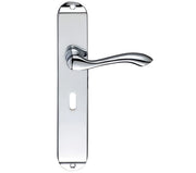 ZOO HARDWARE FULTON & BRAY ARUNDEL DOOR HANDLES ON LONG BACKPLATE, POLISHED CHROME - (SOLD IN PAIRS)