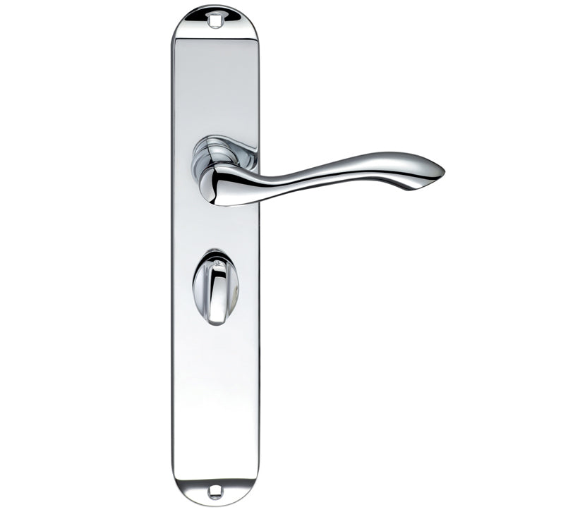 ZOO HARDWARE FULTON & BRAY ARUNDEL DOOR HANDLES ON LONG BACKPLATE, POLISHED CHROME - (SOLD IN PAIRS)