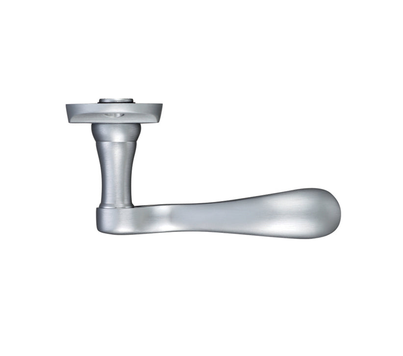 ZOO HARDWARE FULTON & BRAY ARUNDEL DOOR HANDLES ON LONG BACKPLATE, SATIN CHROME - (SOLD IN PAIRS)