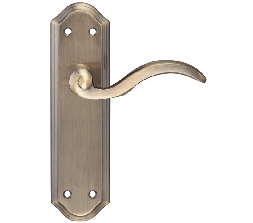 ZOO HARDWARE FULTON & BRAY WINCHESTER DOOR HANDLES ON BACKPLATE, FLORENTINE BRONZE - (SOLD IN PAIRS)
