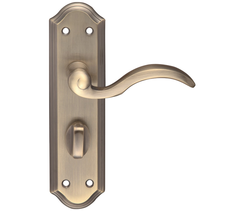 ZOO HARDWARE FULTON & BRAY WINCHESTER DOOR HANDLES ON BACKPLATE, FLORENTINE BRONZE - (SOLD IN PAIRS)