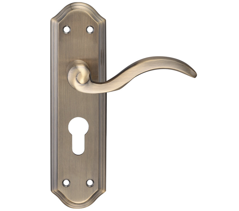 ZOO HARDWARE FULTON & BRAY WINCHESTER DOOR HANDLES ON BACKPLATE, FLORENTINE BRONZE - (SOLD IN PAIRS)