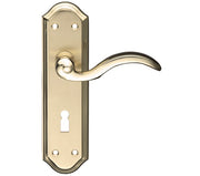 ZOO HARDWARE FULTON & BRAY WINCHESTER DOOR HANDLES ON BACKPLATE, SATIN BRASS & POLISHED BRASS - (SOLD IN PAIRS)