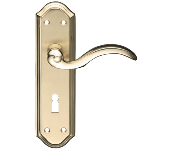 ZOO HARDWARE FULTON & BRAY WINCHESTER DOOR HANDLES ON BACKPLATE, SATIN BRASS & POLISHED BRASS - (SOLD IN PAIRS)