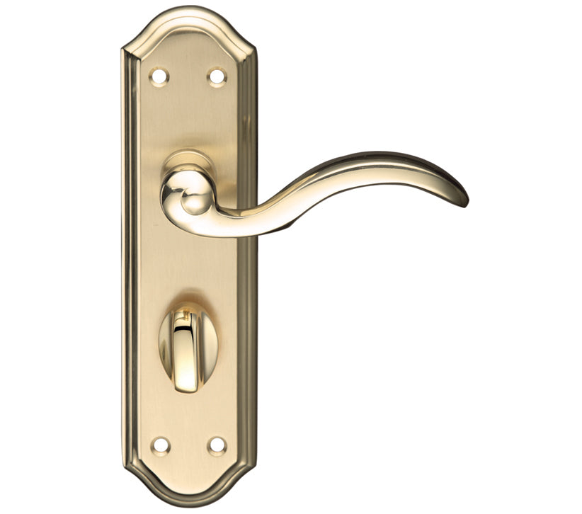 ZOO HARDWARE FULTON & BRAY WINCHESTER DOOR HANDLES ON BACKPLATE, SATIN BRASS & POLISHED BRASS - (SOLD IN PAIRS)