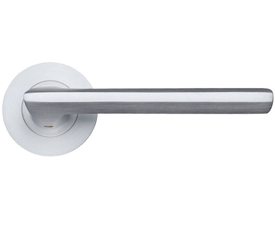 ZOO HARDWARE VIROTTIA DOOR HANDLES ON ROUND ROSE  SATIN CHROME - FB070SC (SOLD IN PAIRS)