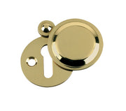 ZOO HARDWARE FULTON & BRAY STANDARD PROFILE COVERED VICTORIAN ESCUTCHEON POLISHED BRASS - FB11