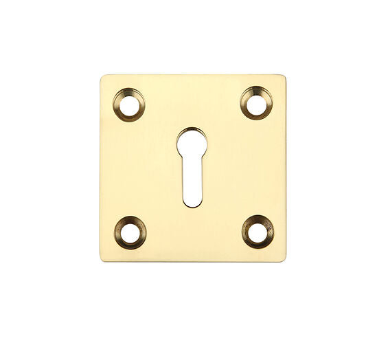 ZOO HARDWARE FULTON & BRAY STANDARD PROFILE SQUARE ESCUTCHEON POLISHED BRASS - FB26PB