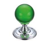 ZOO HARDWARE FULTON & BRAY GREEN GLASS BALL MORTICE DOOR KNOBS POLISHED CHROME – FB300CPG (PAIR)