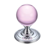 ZOO HARDWARE FULTON & BRAY PINK GLASS BALL MORTICE DOOR KNOBS POLISHED CHROME – FB300CPP (PAIR)