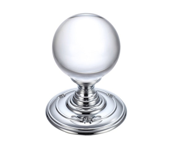 ZOO HARDWARE FULTON & BRAY CLEAR GLASS BALL MORTICE DOOR KNOBS POLISHED CHROME – FB300CP (PAIR)