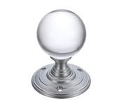 ZOO HARDWARE FULTON & BRAY CLEAR GLASS BALL MORTICE DOOR KNOBS SATIN CHROME – FB300SC (PAIR)