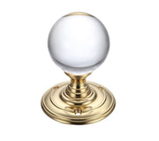 ZOO HARDWARE FULTON & BRAY CLEAR GLASS BALL MORTICE DOOR KNOBS POLISHED BRASS – FB300 (PAIR)
